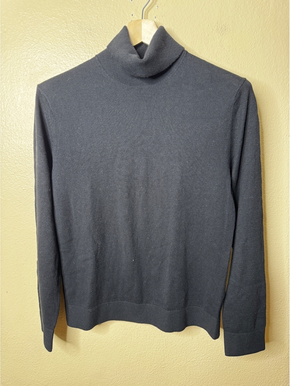 Abercrombie & Fitch Womens S Black Cotton Merino Wool Turtleneck Sweater